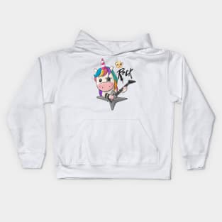 A cool unicorn with a guitar and the inscription Rock Kids Hoodie